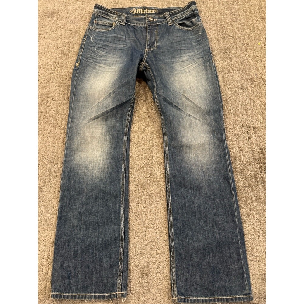 Affliction Jeans 34/34 Blue Distressed (B1)
